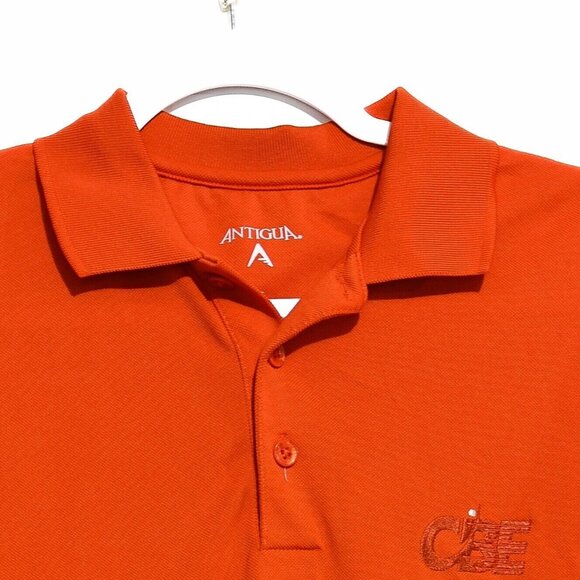 Antigua Mens Orange Polo Shirt Embroidered Logo Buttons Collared Short Sleeve S - Picture 6 of 8
